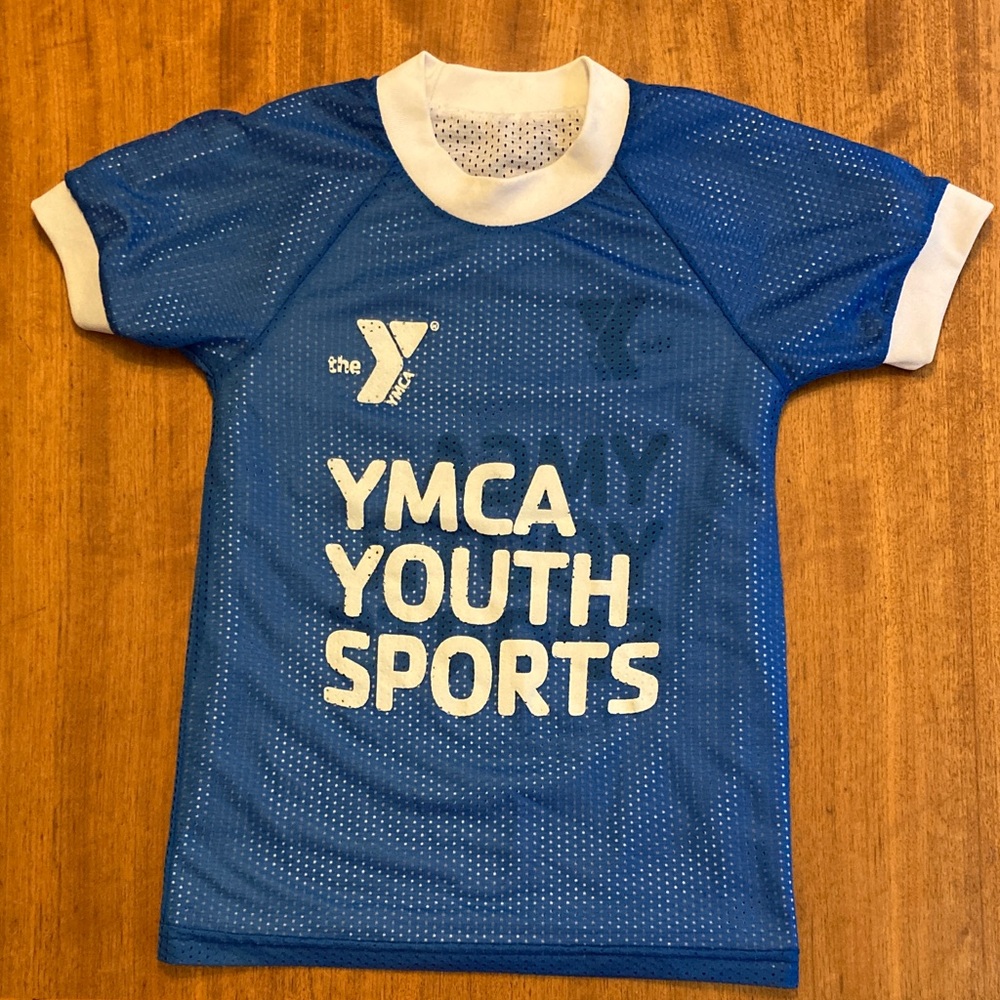 YMCA Reversible Jersey Shirt Nylon Boys Blue White Vintage S